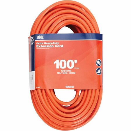ALL-SOURCE 100 Ft. 12/3 Heavy-Duty Outdoor Extension Cord OU-JTW123-100-OR